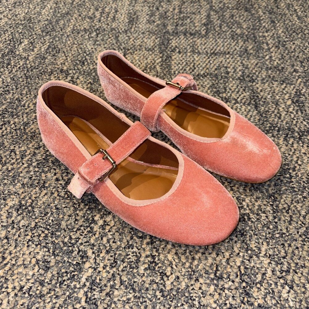 ASOS DESIGN Wide Fit Lou Mary Jane Ballet Flat in Pink Velvet Women’s Size 6